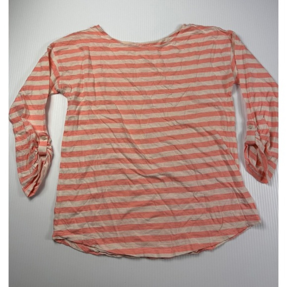 Ann Taylor LOFT Striped‎ Roll-Tab Sleeve Top Casual Everyday Blouse M